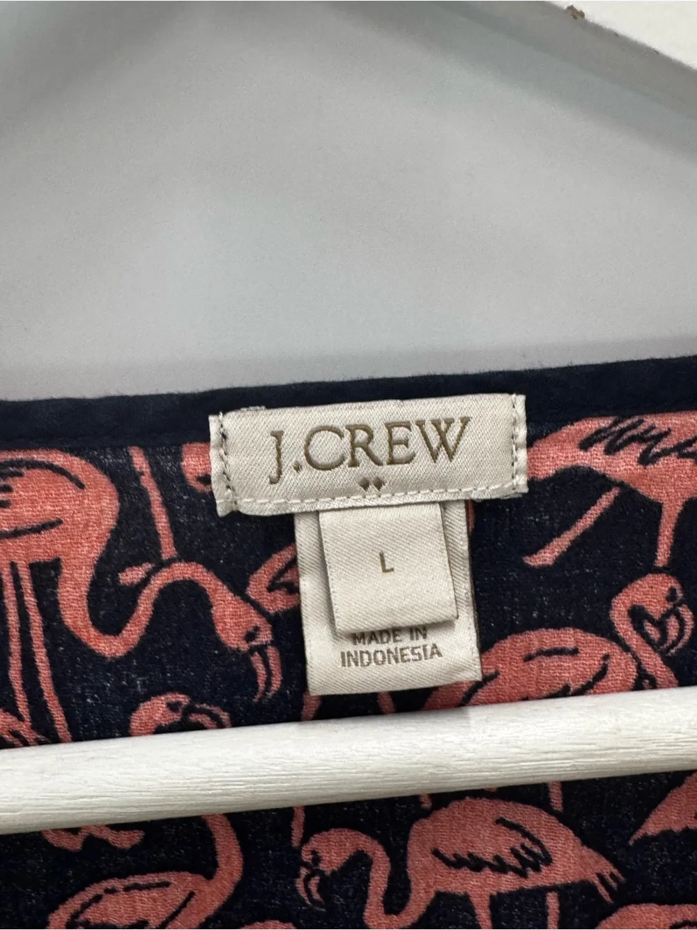 J Crew Factory Navy Pink Flamingo V Neck Tunic Dress Coverup Cotton Size Large
